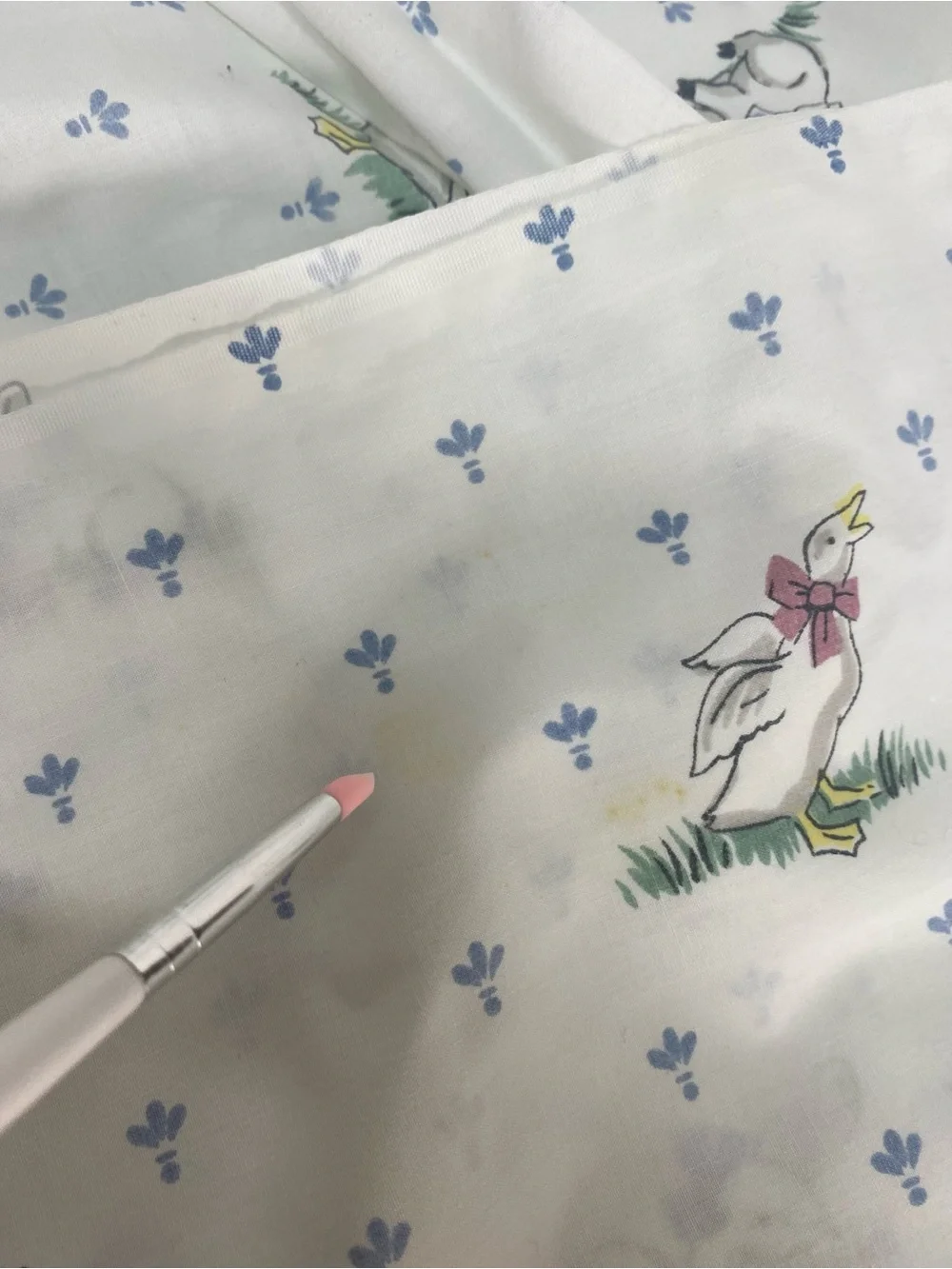 Fieldcrest Full Size Flat Sheet Vintage Tres Jolie Pattern Duck Pig Rabbit Retro